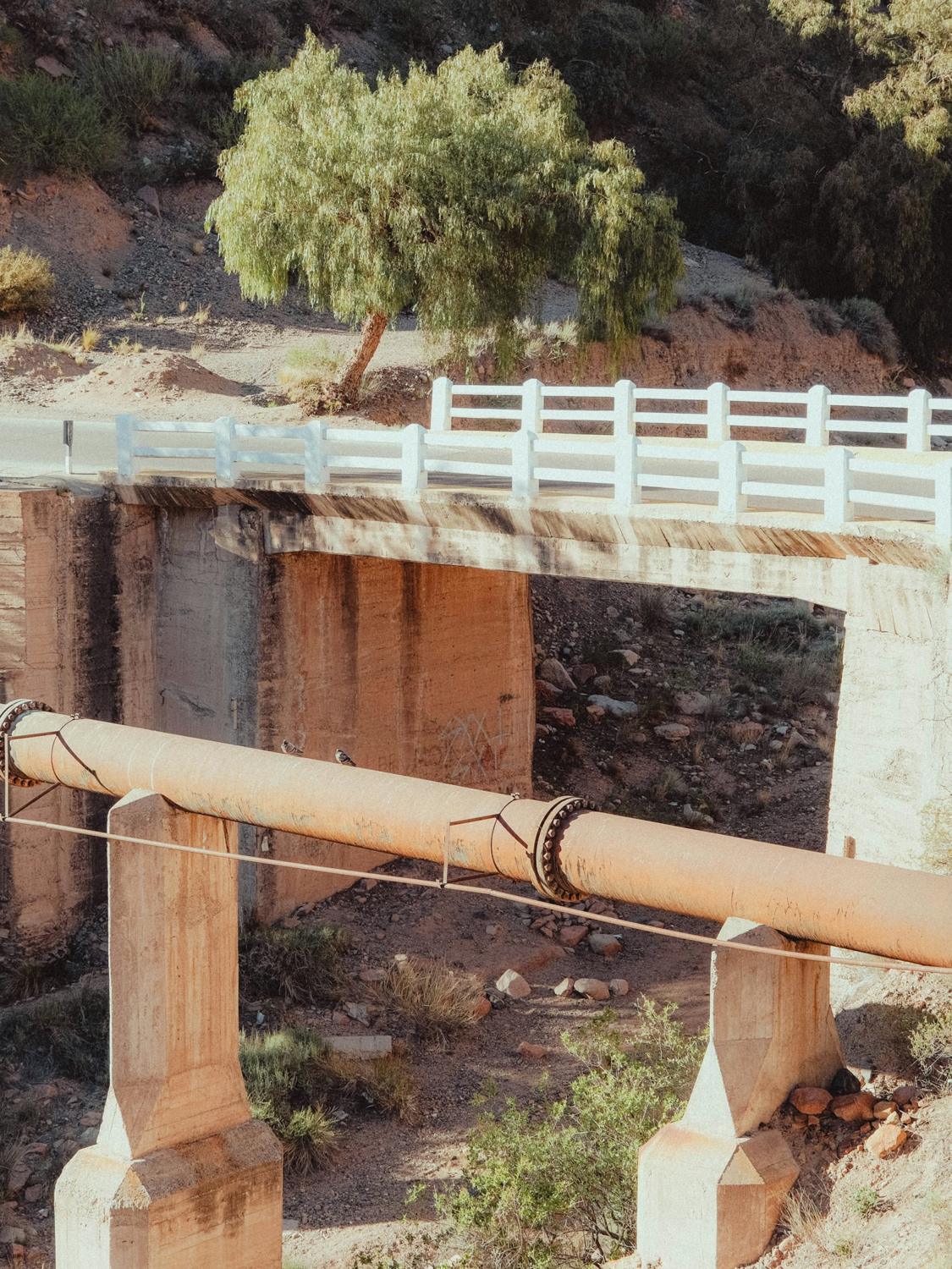 Pipeline crossing arid land